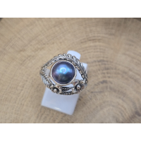 Echt zilveren ring met een parel